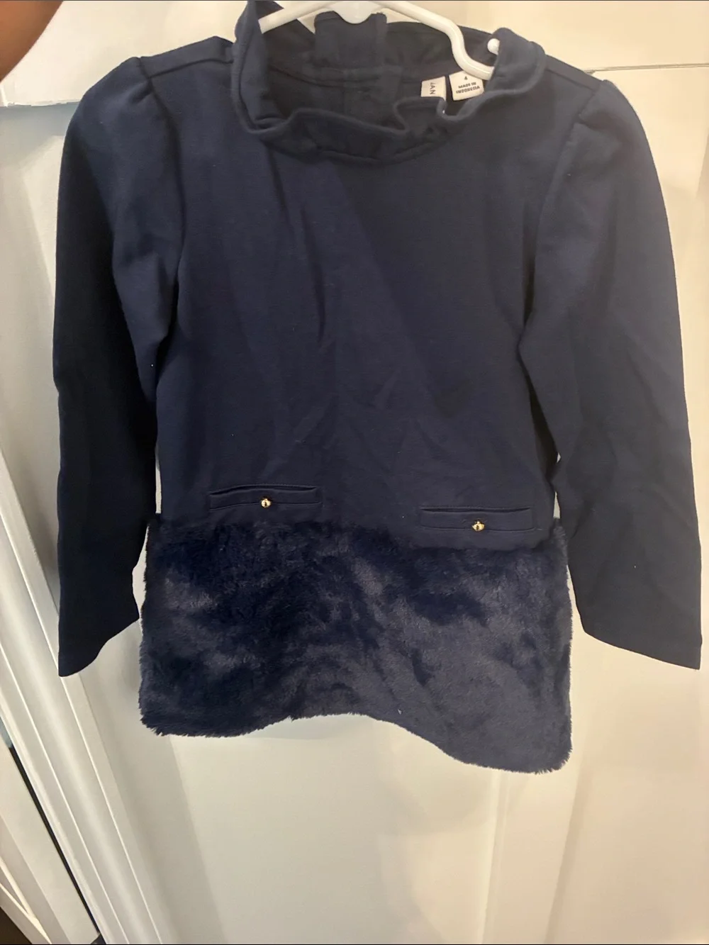 Janie and Jack Navy Blue Faux Fur Hem Tunic Dress